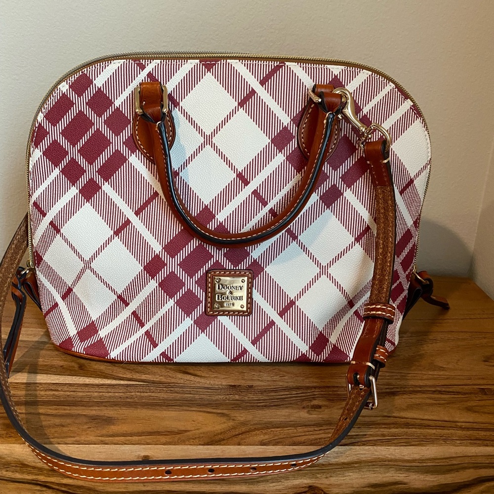 Dooney & Burke Domes Zip Satchel - Red Plaid